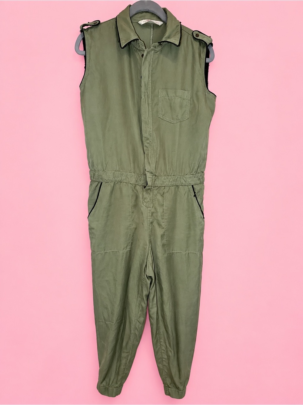 Zara Trafaluc Olive Utility Cargo Jumpsuit - Size S